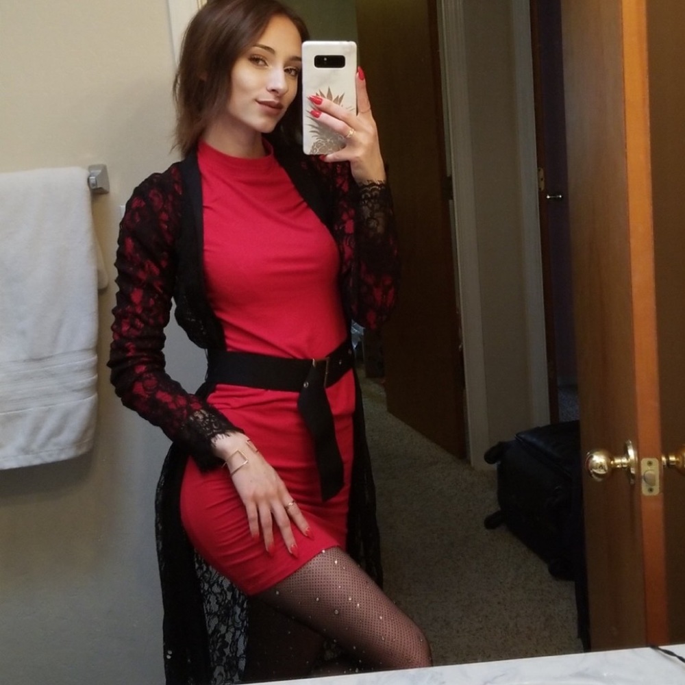 Lace cardigan with belt